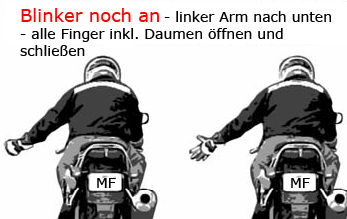Motorrad Handzeichen - Blinker an